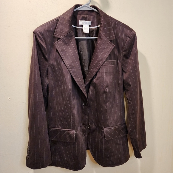 WORTHINGTON Brown Pinstripe Women's  Blazer Size 14 - Picture 8 of 11
